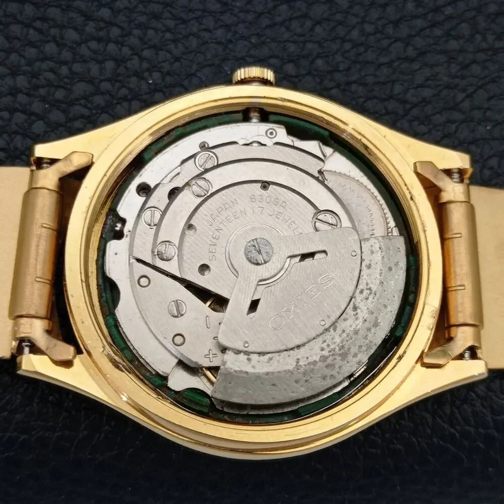 Vintage 1980 Seiko Automatic Mens Gold Watch W/daydate & Arabic accents